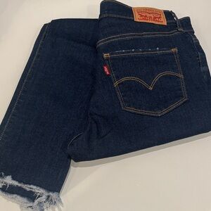 Levi's Indigo Denim Jeans with Frayed Hem